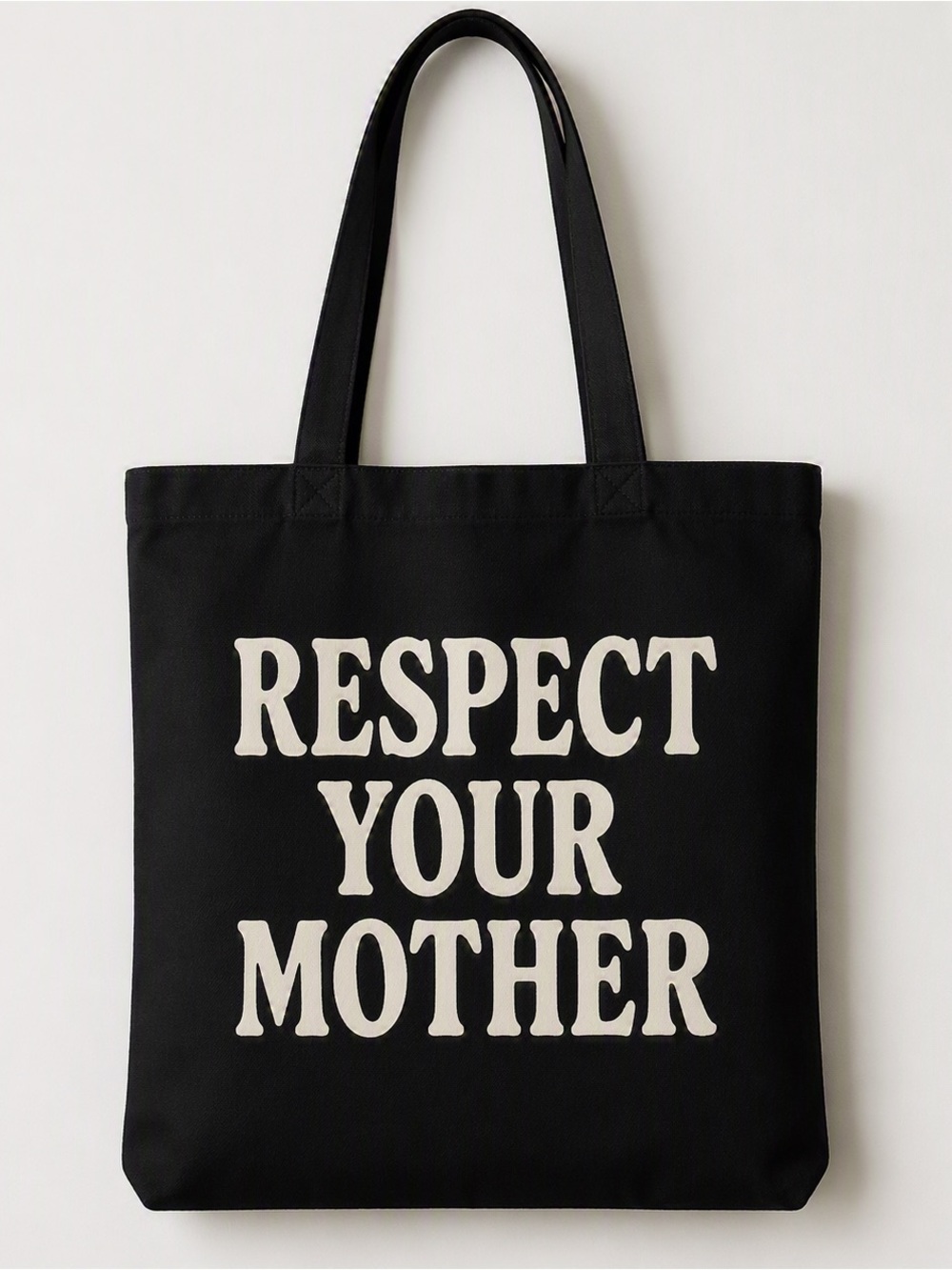 Respect Your Mother Black Canvas Tote Bag